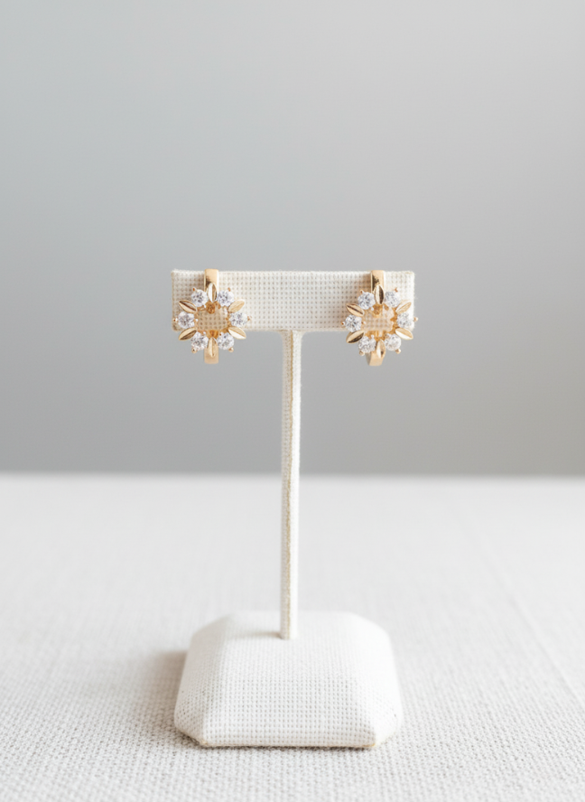 product image 10 Gold Sunflower CZ Stud Earrings - Image 1