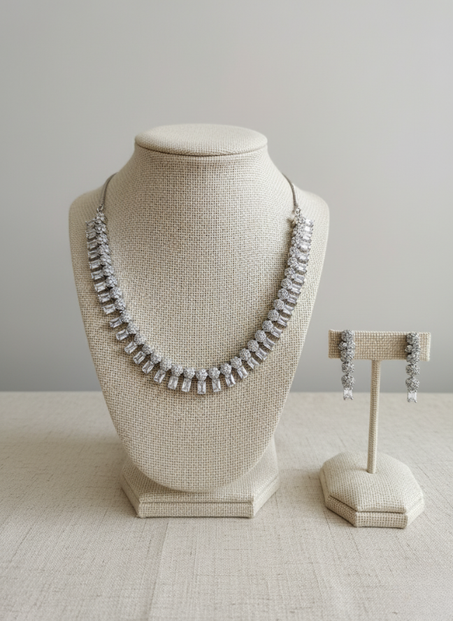 product image 20 Silver CZ Baguette Tennis Necklace Set - Image 1