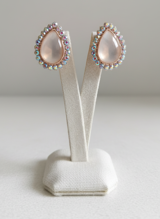 product image 8 Rose Gold Teardrop Earrings with Aurora Borealis Crystals - Image 1